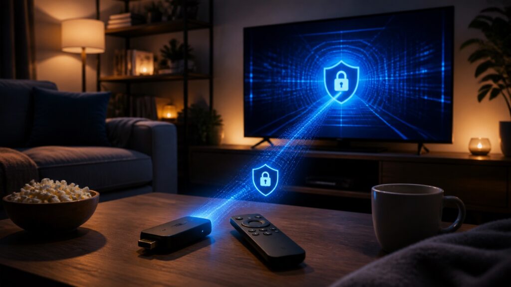 Best VPN for Firestick comparison shown on a protected streaming TV