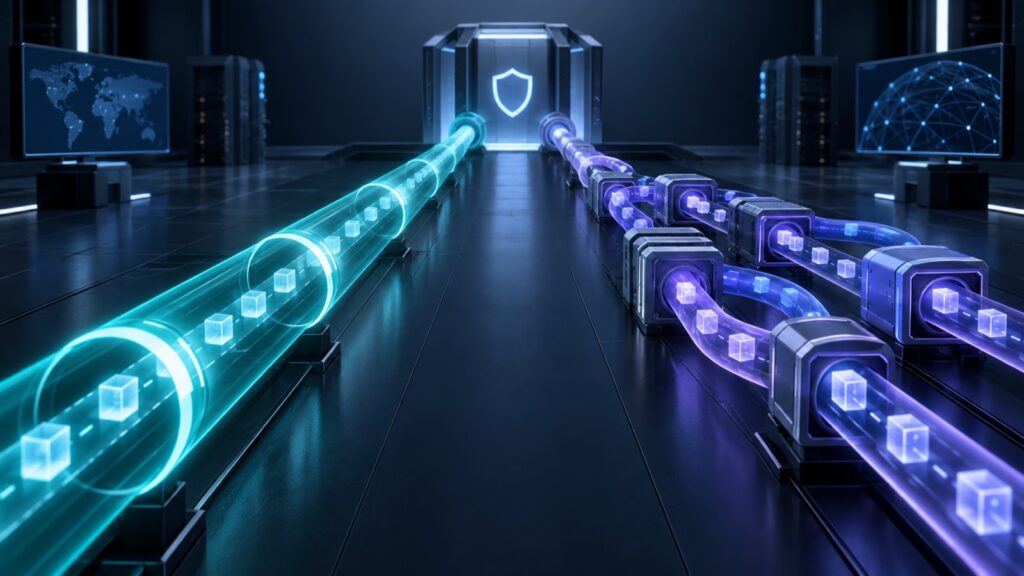 WireGuard vs OpenVPN protocol comparison shown as two encrypted network tunnel designs